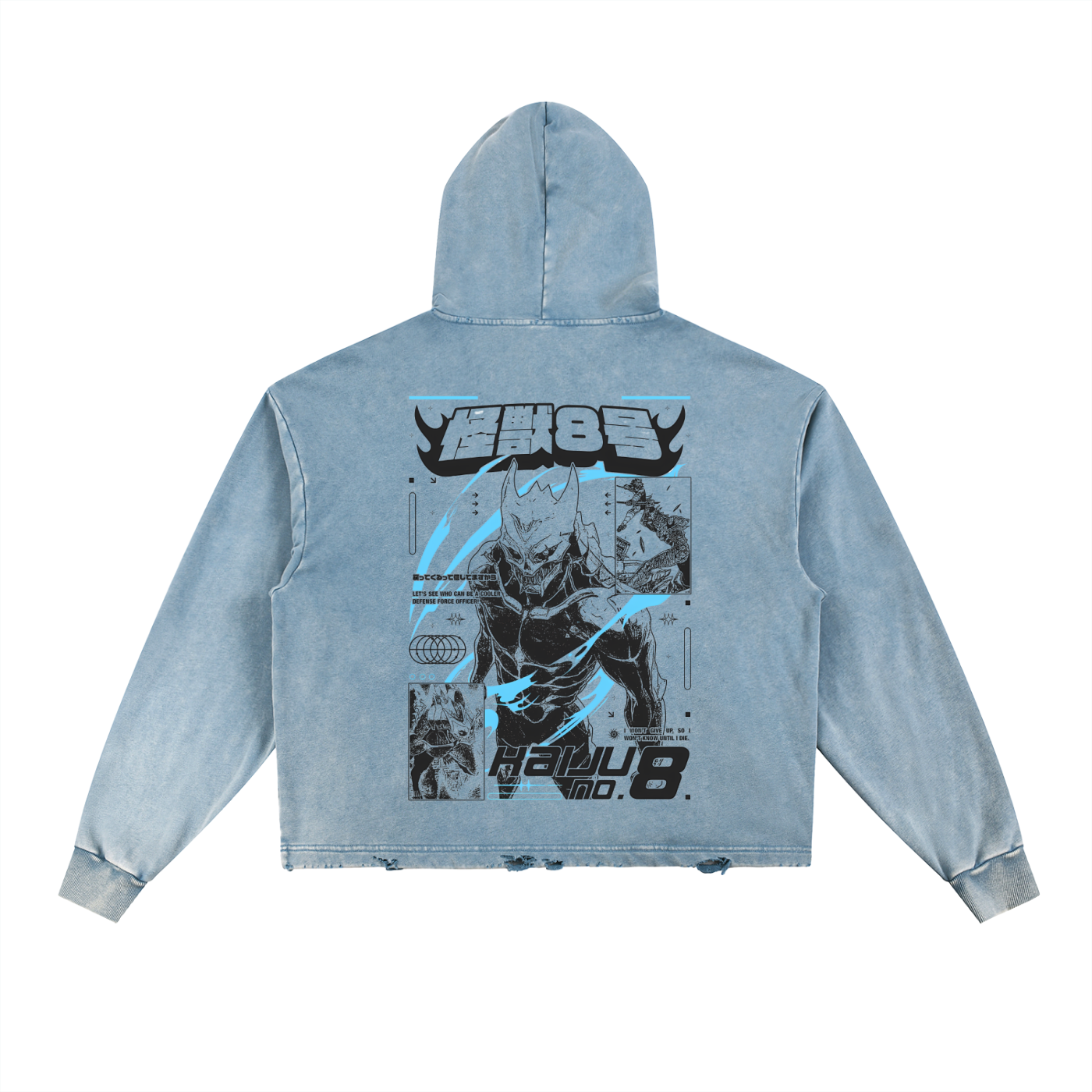 Kaiju No 8 Vintage Washed Frayed-Hem Hoodie