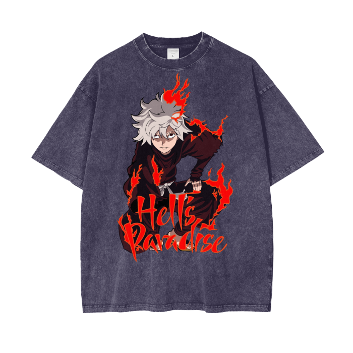 Gabimaru Hell’s Paradise Acid Wash Oversize T-Shirt