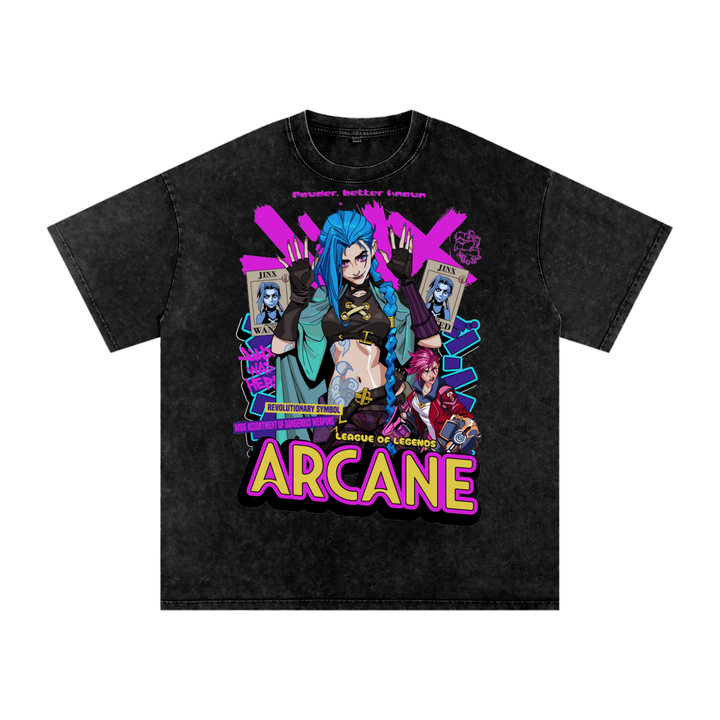 Jinx Arcane Acid Wash Oversize T-Shirt