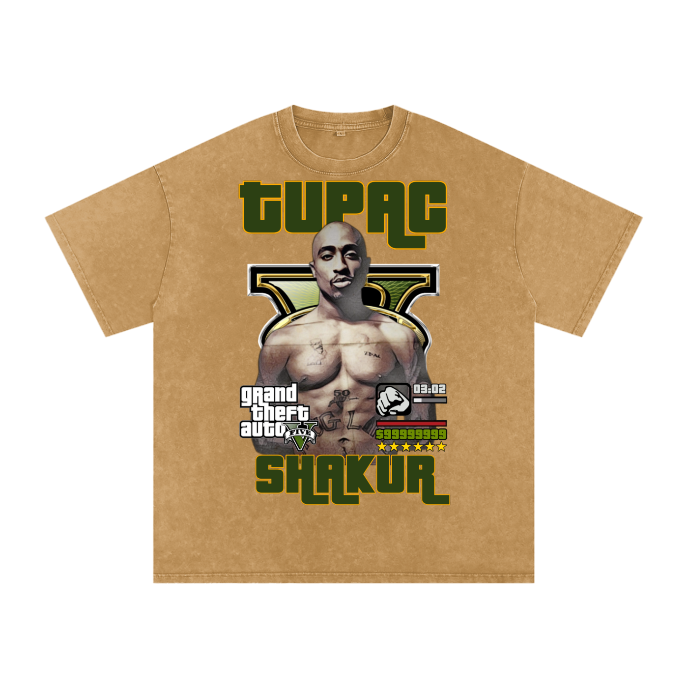 Tupac Shakur Acid Wash Oversize T-Shirt