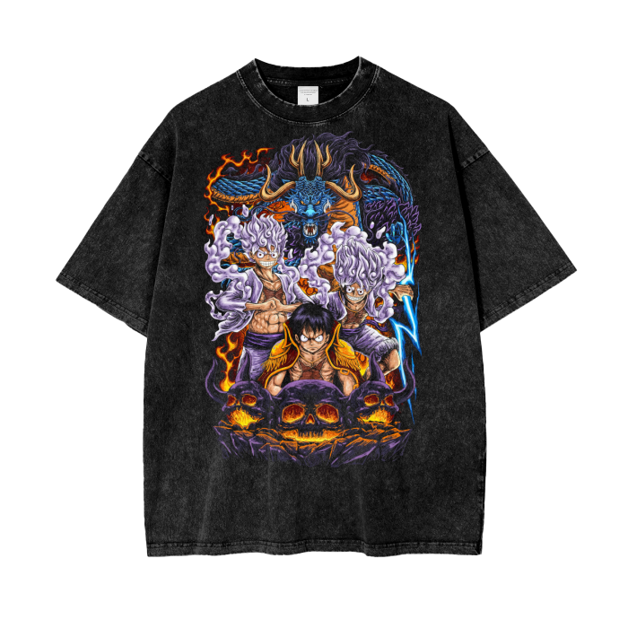 Sun God Luffy Oversize Snow Washed T-Shirt