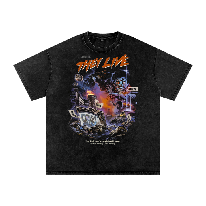 They Live Acid Wash Oversize T-Shirt