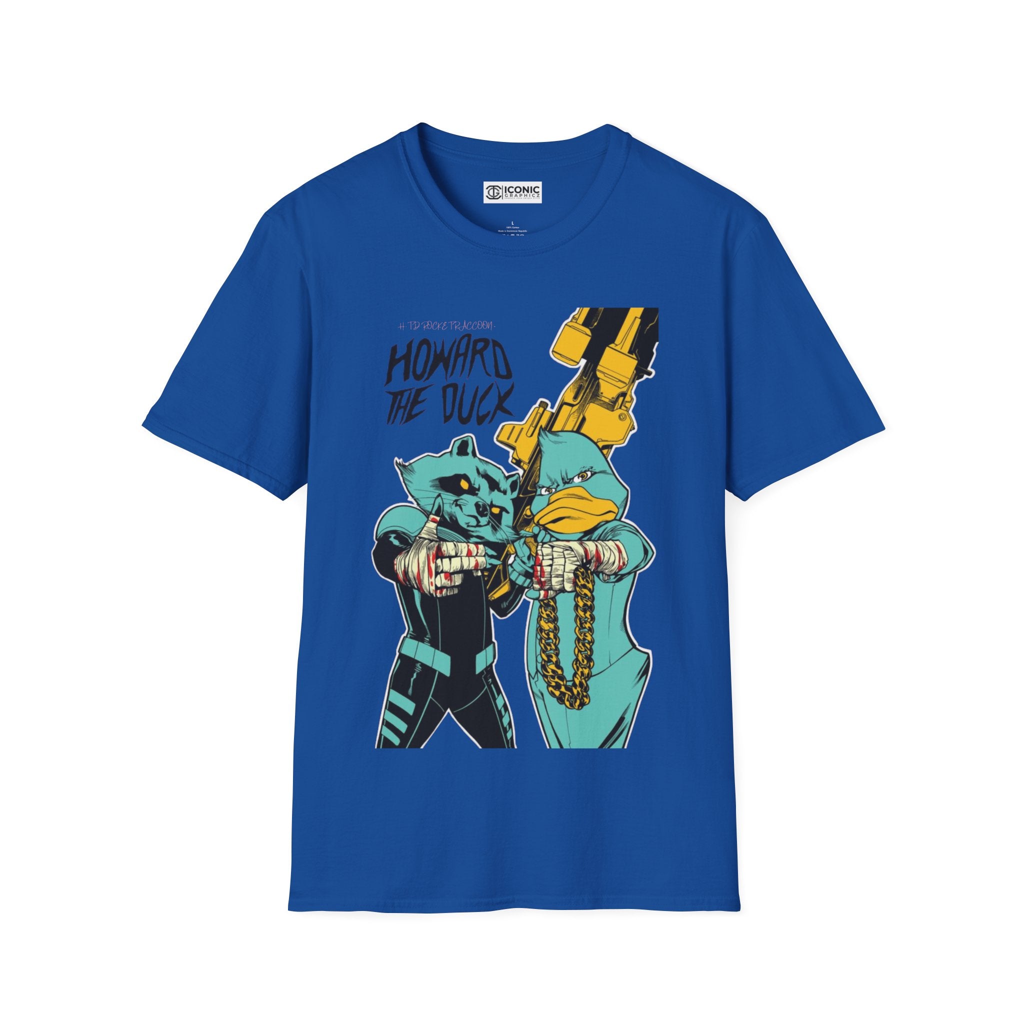 Howard the Duck and Rocket Raccoon Unisex Softstyle T-Shirt - IGZ Clothing 