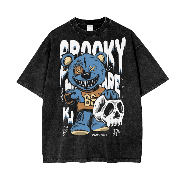 Spooky Bear Acid Wash Oversize T-Shirt ODMPOD