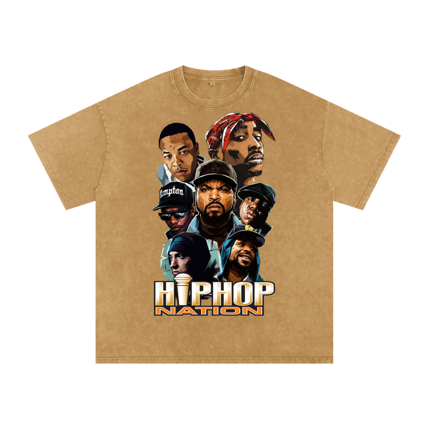 Hiphop Nation Acid Wash Oversize T-Shirt
