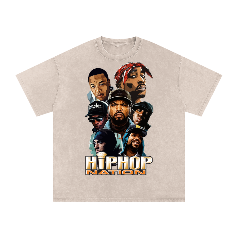 Hiphop Nation Acid Wash Oversize T-Shirt