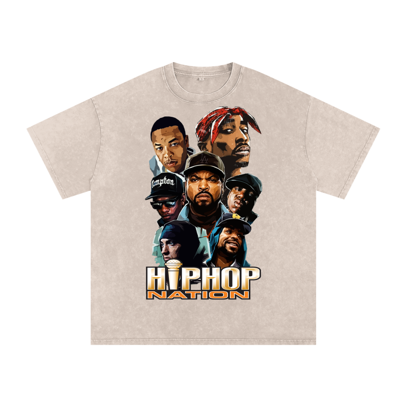 Hiphop Nation Acid Wash Oversize T-Shirt