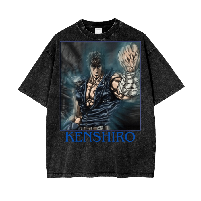 Kenshiro Fist of the North Star Acid Wash Oversize T-Shirt - 