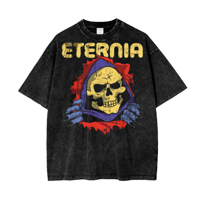 Skeletor Acid Wash Oversize T-Shirt - 
