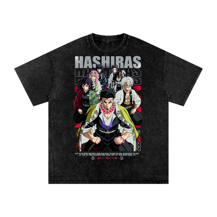 Hashiras Demon Slayer Acid Wash Oversize T-Shirt