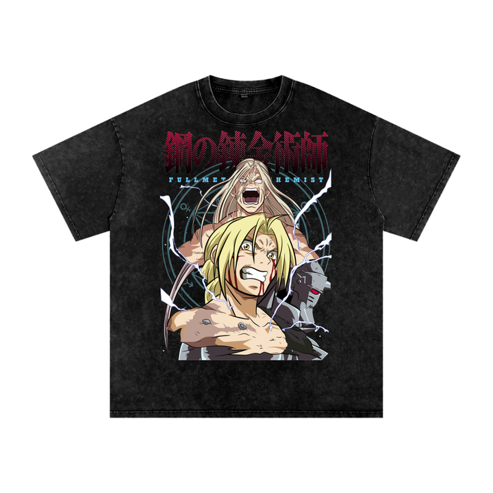 Elric Brothers Fullmetal Alchemist Acid Wash Oversize T-Shirt