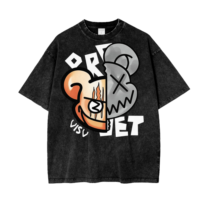 two face Acid Wash Oversize T-Shirt ODMPOD
