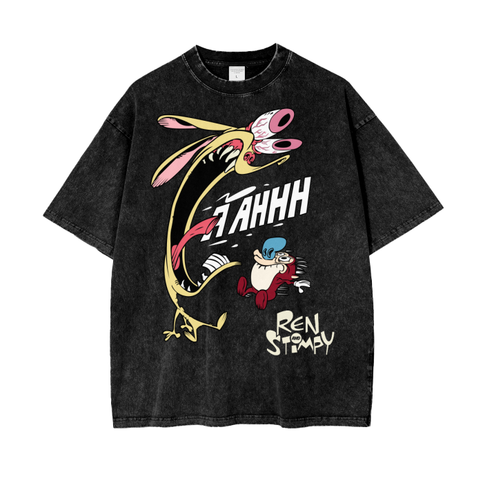 Ren and Stimpy Acid Wash Oversize T-Shirt - 