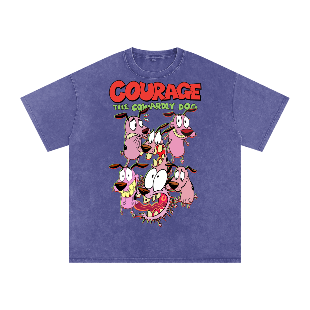 Courage the cowardly dog Acid Wash Oversize T-Shirt