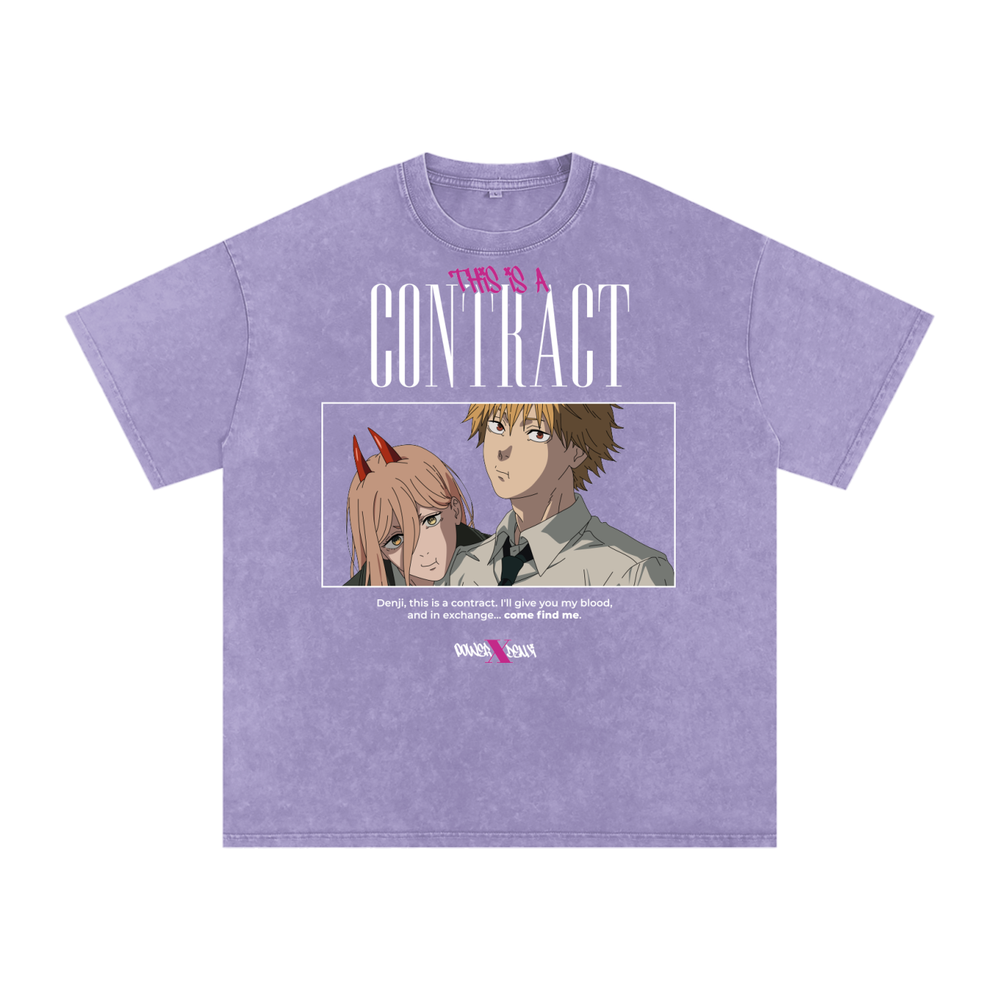 Denji x Power Chainsaw Man Acid Wash Oversize T-Shirt