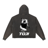 Toji Jujitsu Kaisen Vintage Washed Frayed-Hem Hoodie
