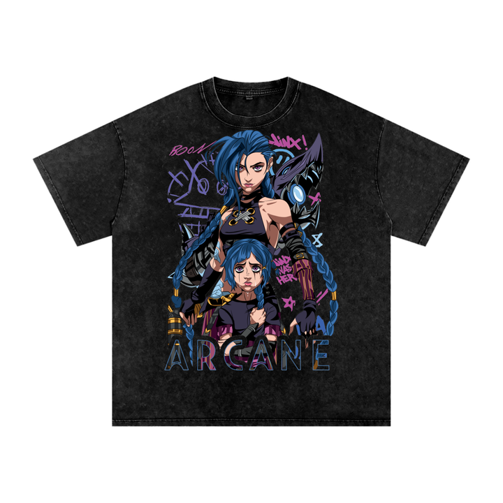 Jinx Arcane Acid Wash Oversize T-Shirt