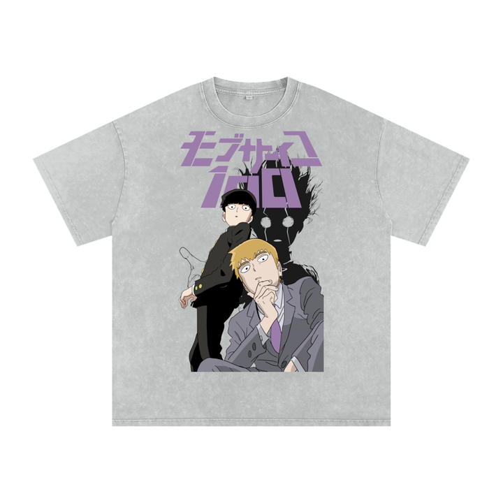 Mob psycho 100 Acid Wash Oversize T-Shirt