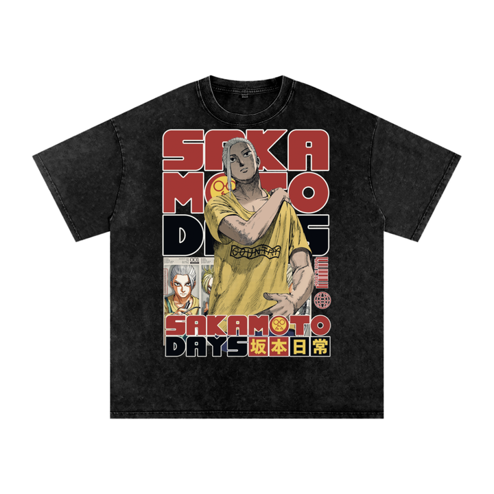 Sakamoto Days Acid Wash Oversize T-Shirt