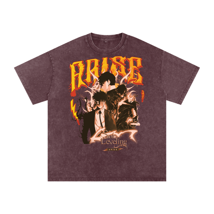 Jin Woo Solo Leveling Acid Wash Oversize T-Shirt