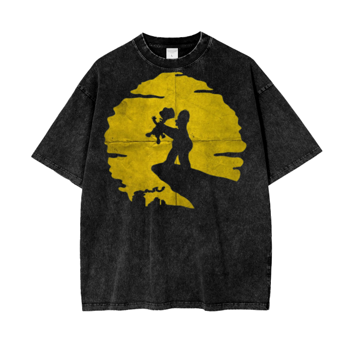 The Simpsons lion king parody Acid Wash Oversize T-Shirt - 