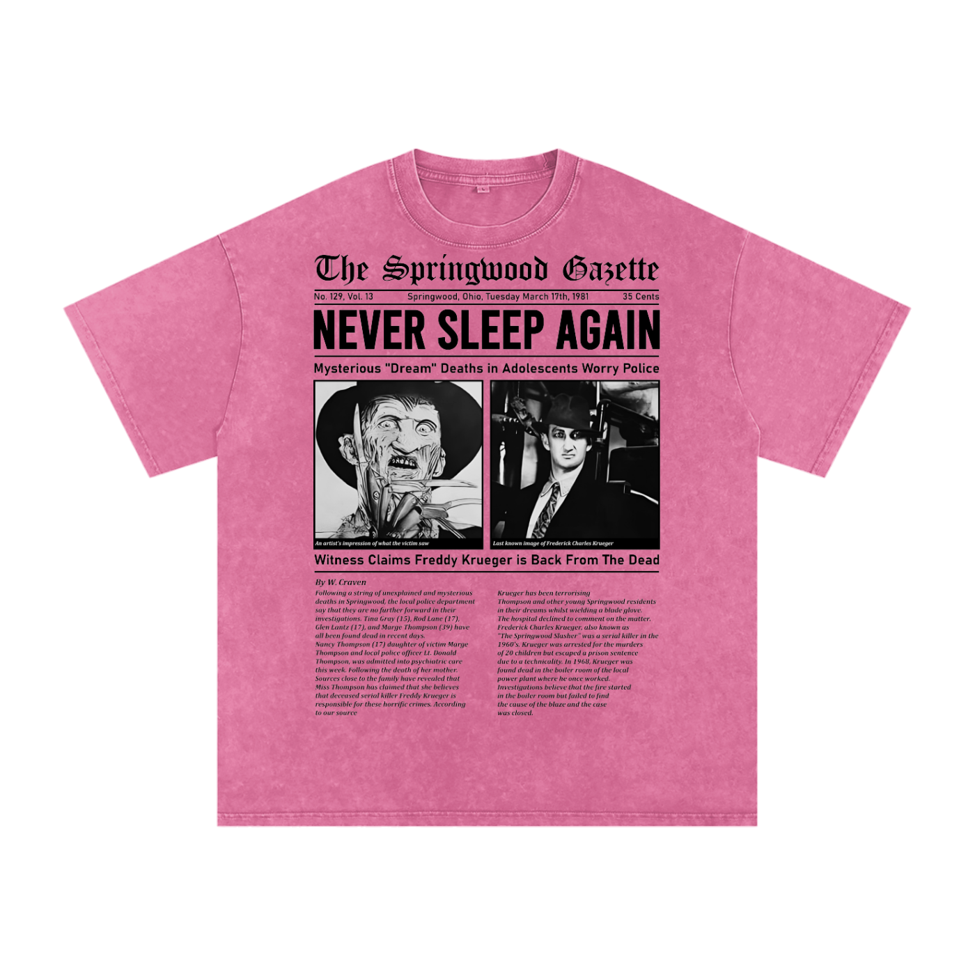 Freddy Krueger Acid Wash Oversize T-Shirt