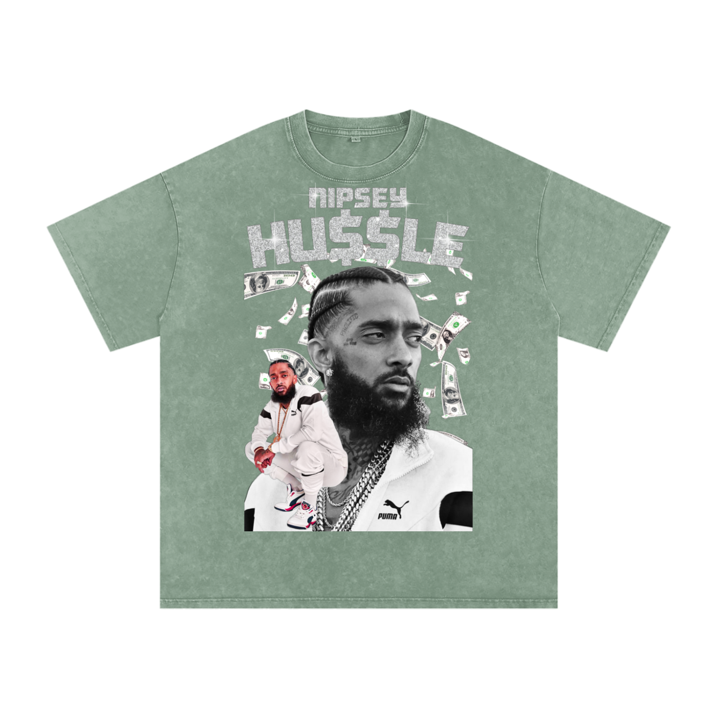 Nipsey Hustle Acid Wash Oversize T-Shirt