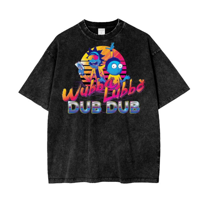 Rick and Morty Acid Wash Oversize T-Shirt - 