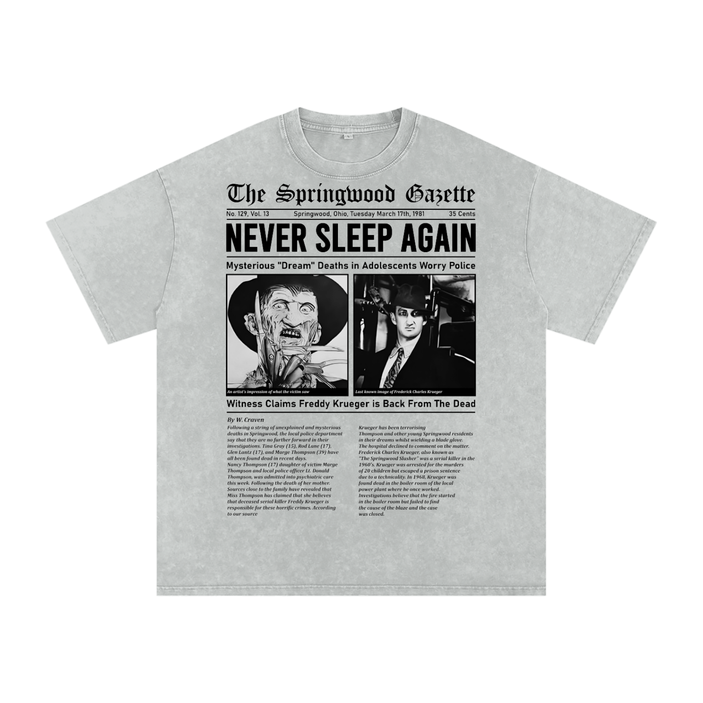 Freddy Krueger Acid Wash Oversize T-Shirt