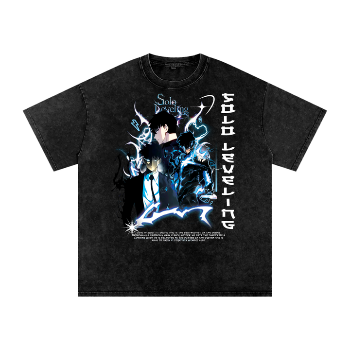 Jin Woo Solo Leveling Acid Wash Oversize T-Shirt
