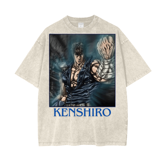 Kenshiro Fist of the North Star Acid Wash Oversize T-Shirt