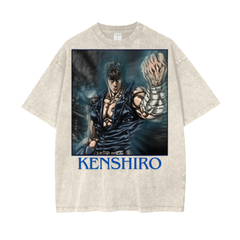 Kenshiro Fist of the North Star Acid Wash Oversize T-Shirt