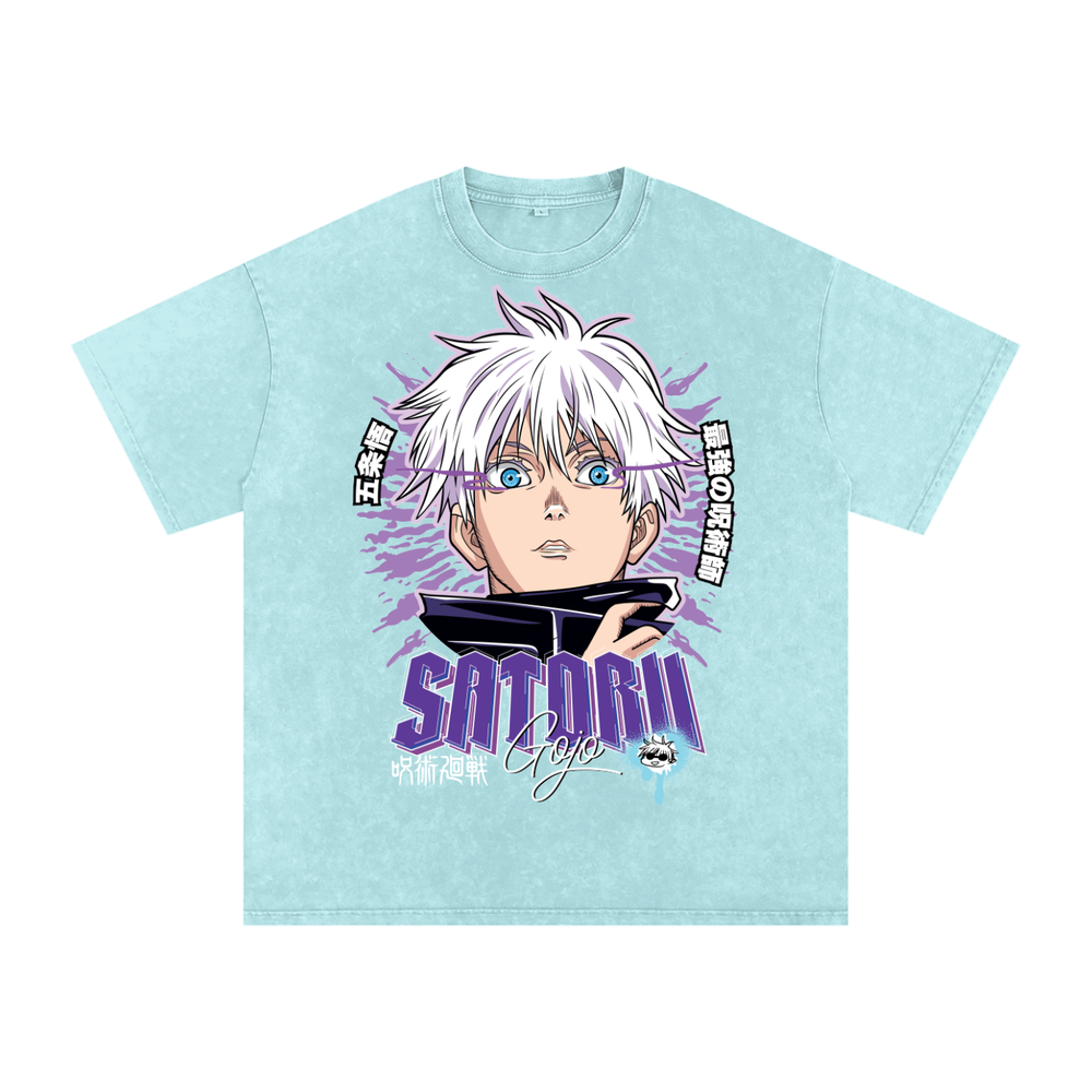 Gojo Jujitsu Kaisen Acid Wash Oversize T-Shirt