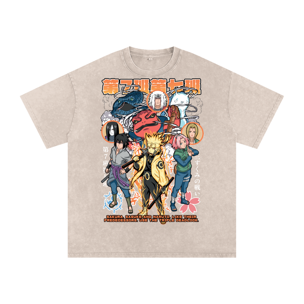 Naruto Shippuden Acid Wash Oversize T-Shirt