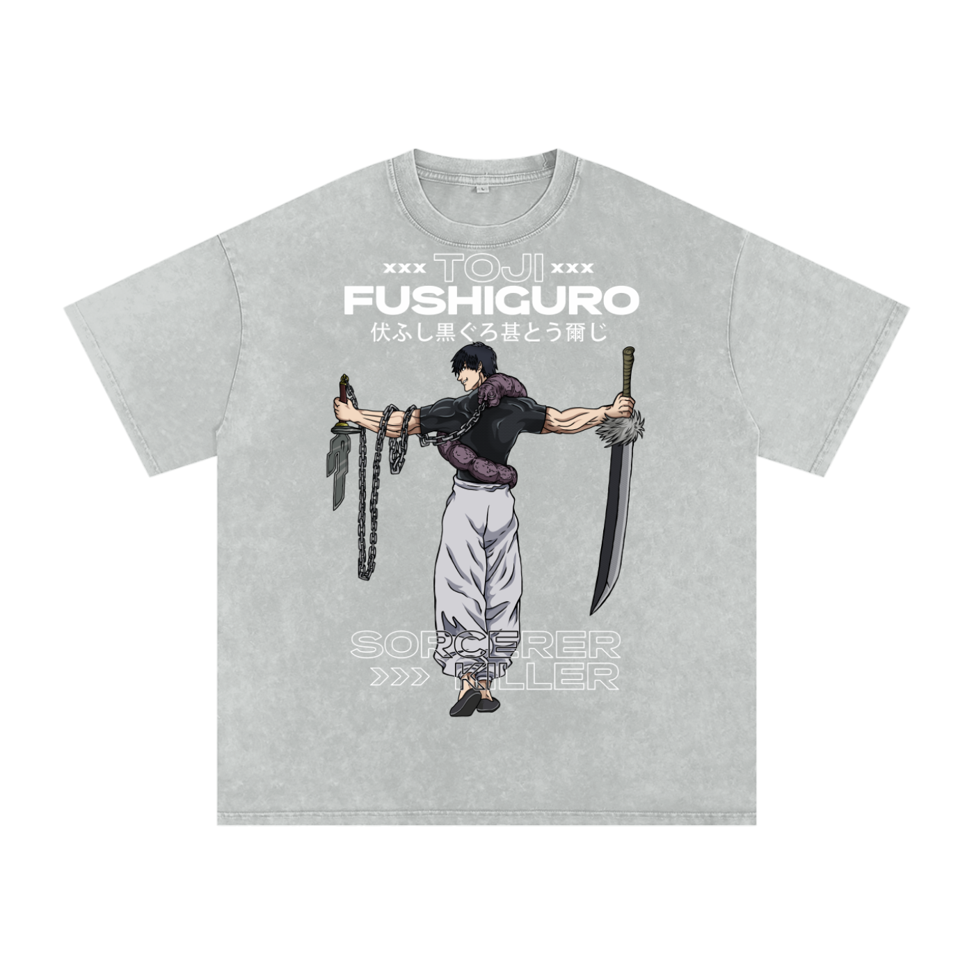 Toji Jujitsu Kaisen Acid Wash Oversize T-Shirt