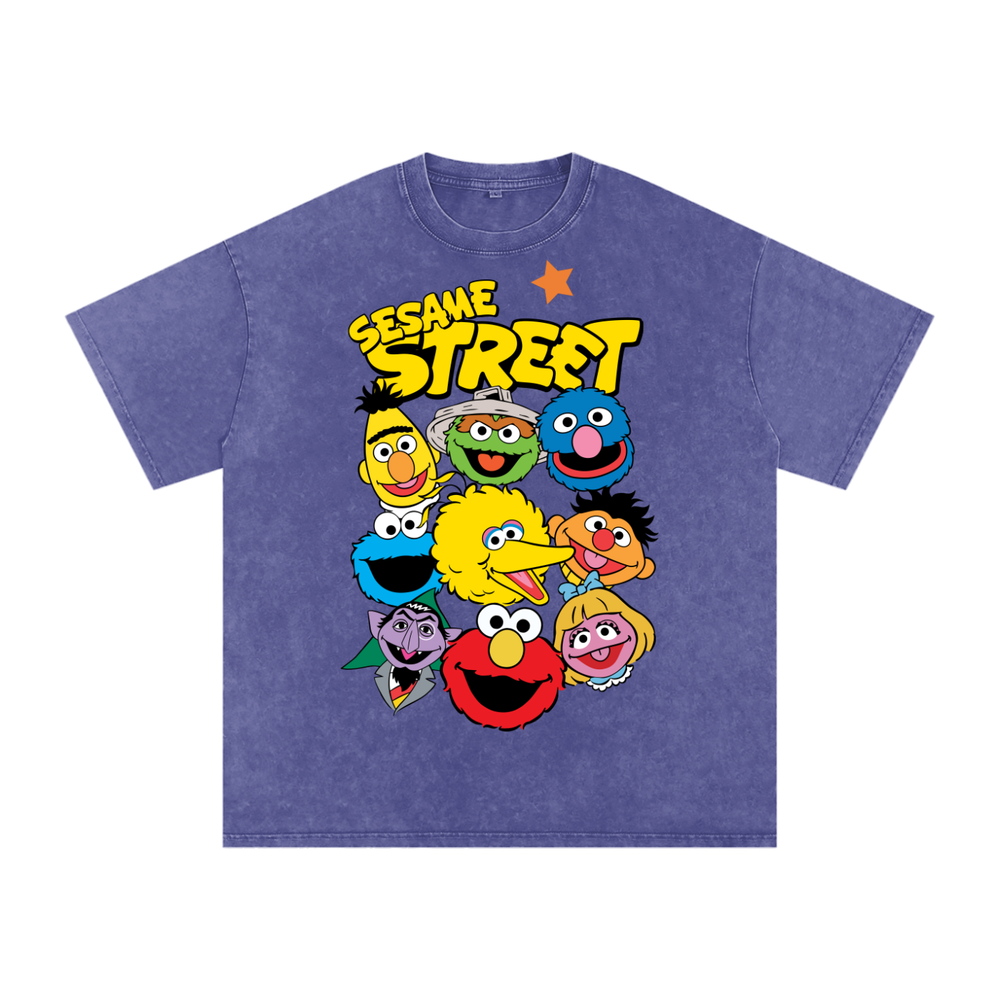Sesame Street Acid Wash Oversize T-Shirt