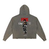 Shinra Fireforce Vintage Washed Frayed-Hem Hoodie