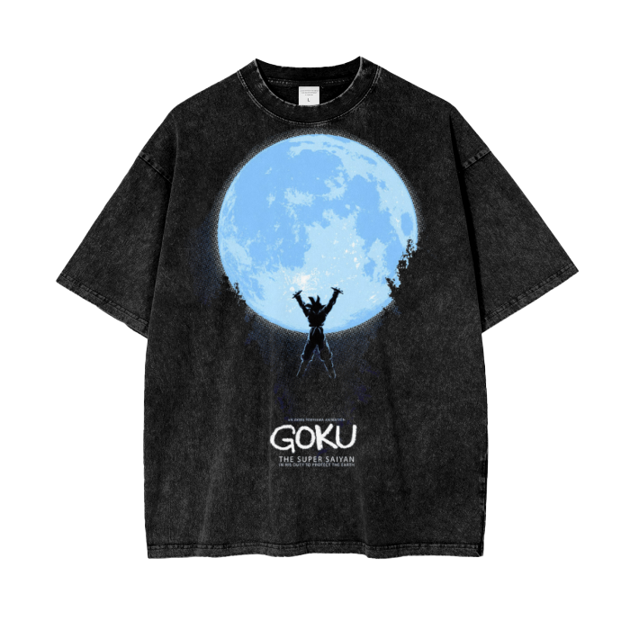 Goku Spirit Bomb Dragonball Acid Wash Oversize T-Shirt