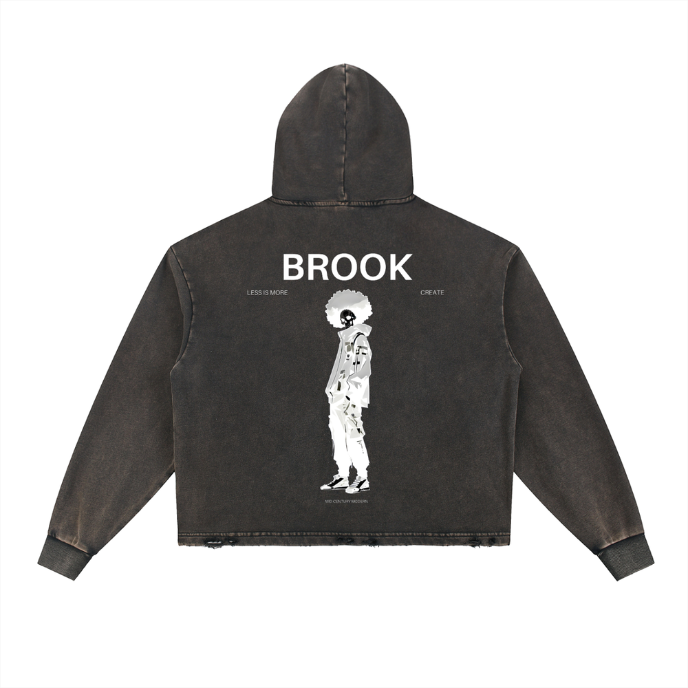 Brook One Piece Vintage Washed Frayed-Hem Hoodie