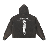 Brook One Piece Vintage Washed Frayed-Hem Hoodie