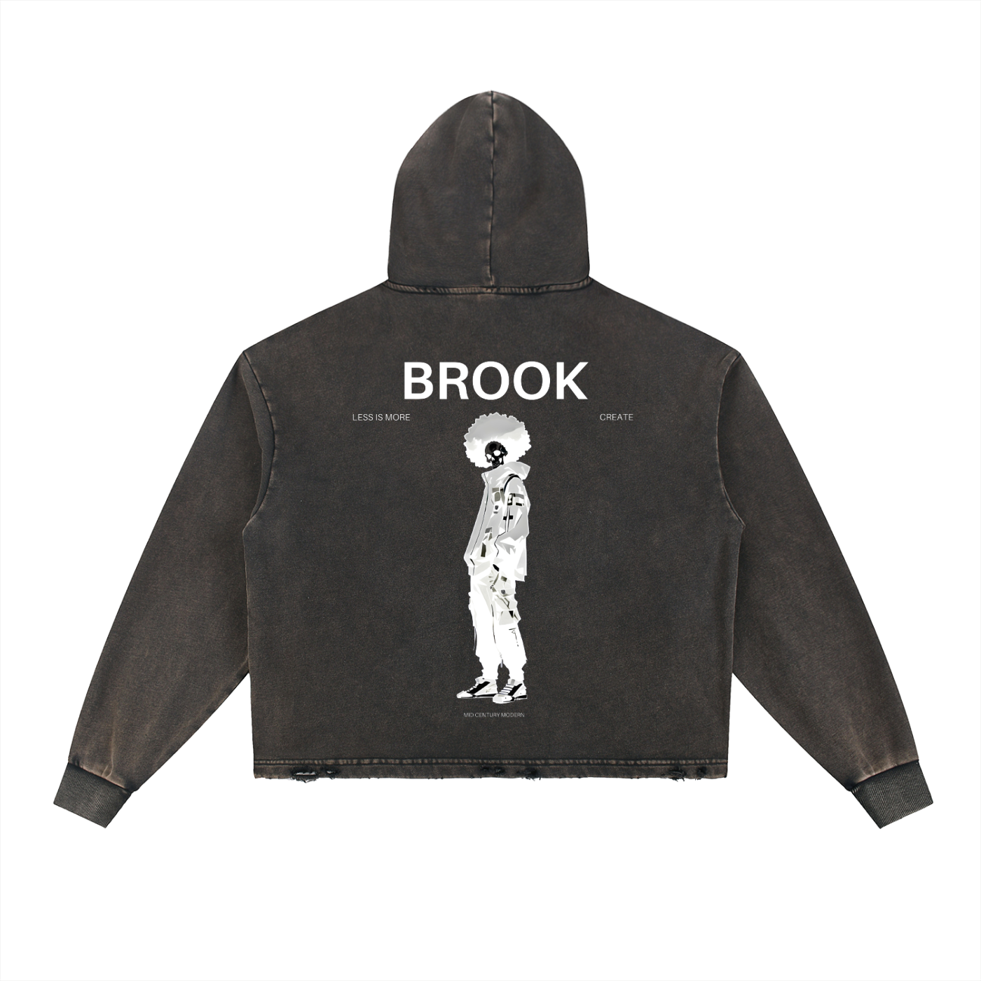 Brook One Piece Vintage Washed Frayed-Hem Hoodie