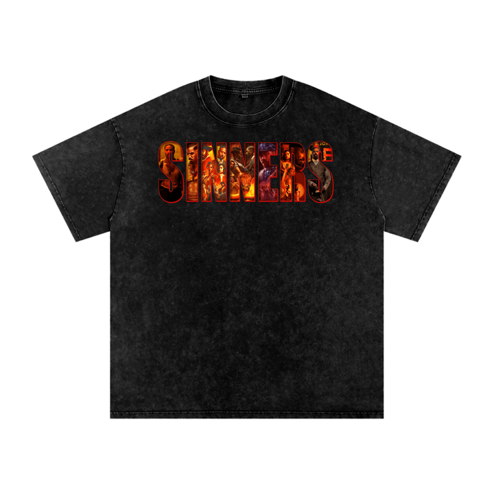 Sinners Acid Wash Oversize T-Shirt