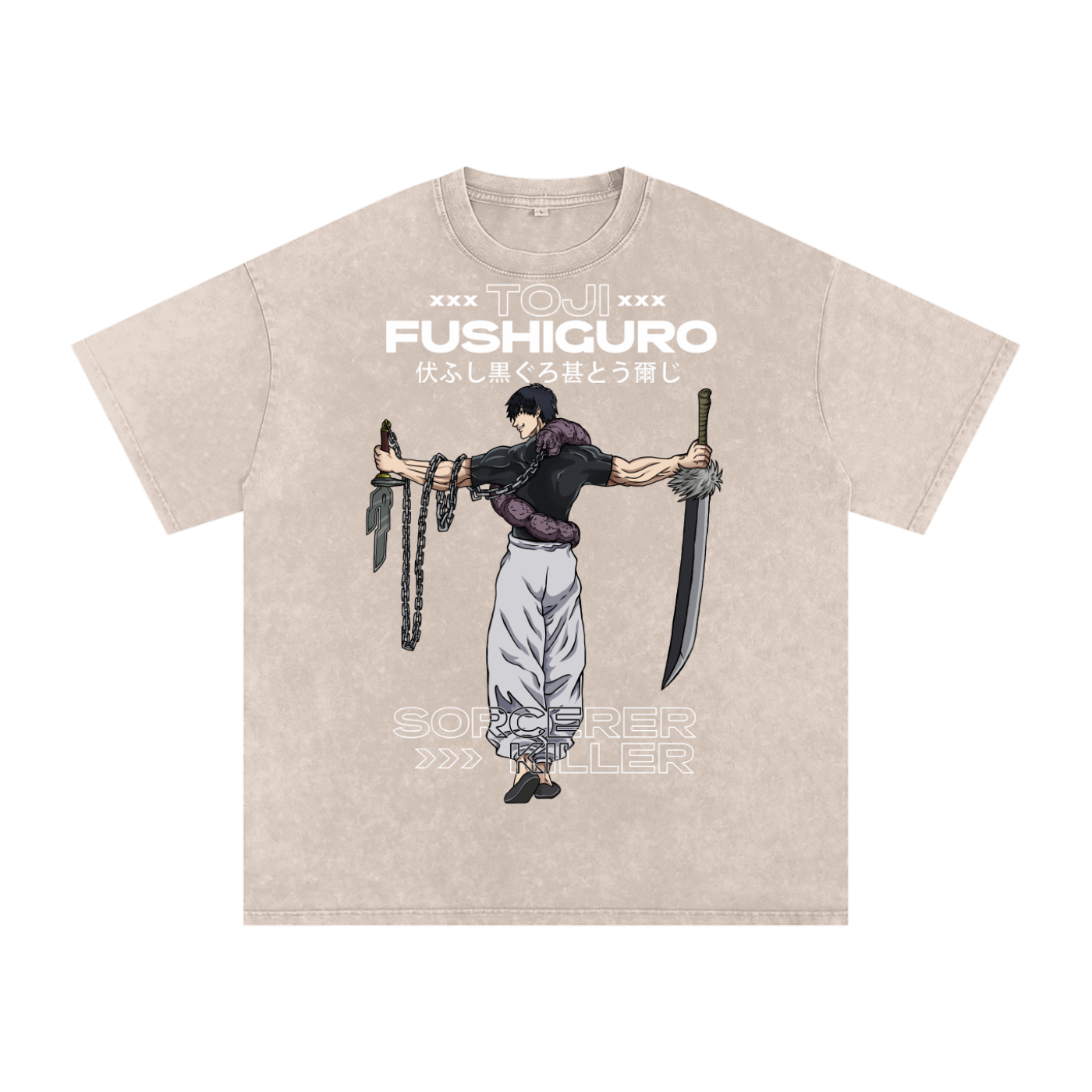 Toji Jujitsu Kaisen Acid Wash Oversize T-Shirt