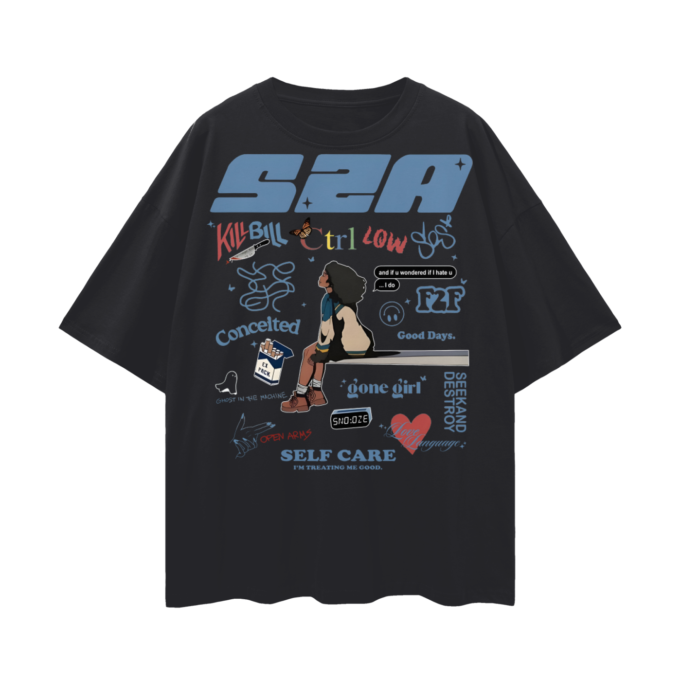 SZA Oversize Deep Drop Shoulder Tee
