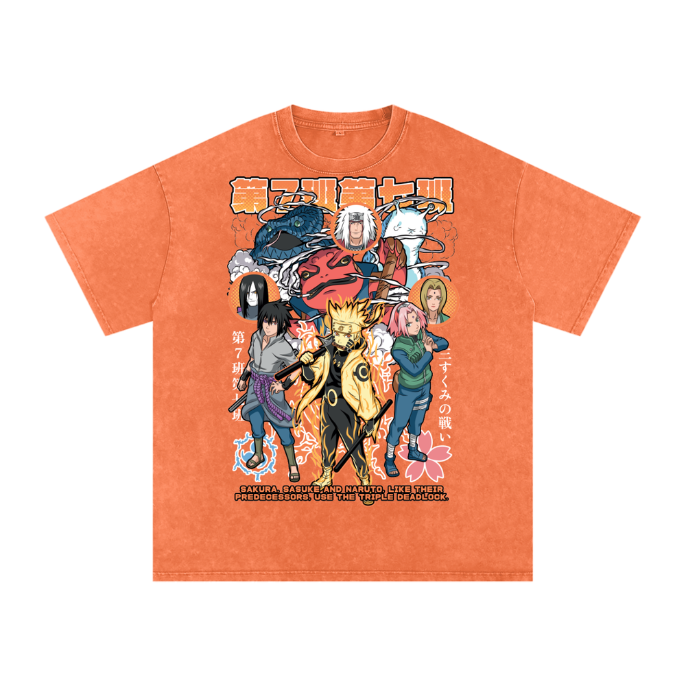 Naruto Shippuden Acid Wash Oversize T-Shirt