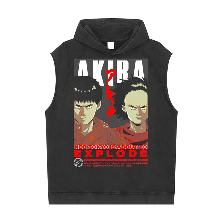 Akira Snow Washed Sleeveless Hoodie ODMPOD