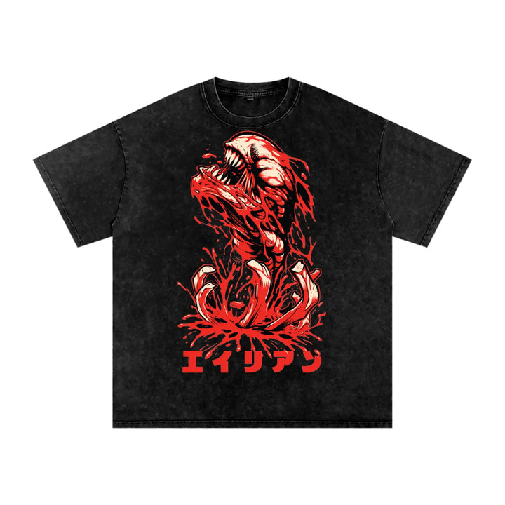 Aliens Chest Buster Acid Wash Oversize T-Shirt - 250 GSM ODMPOD