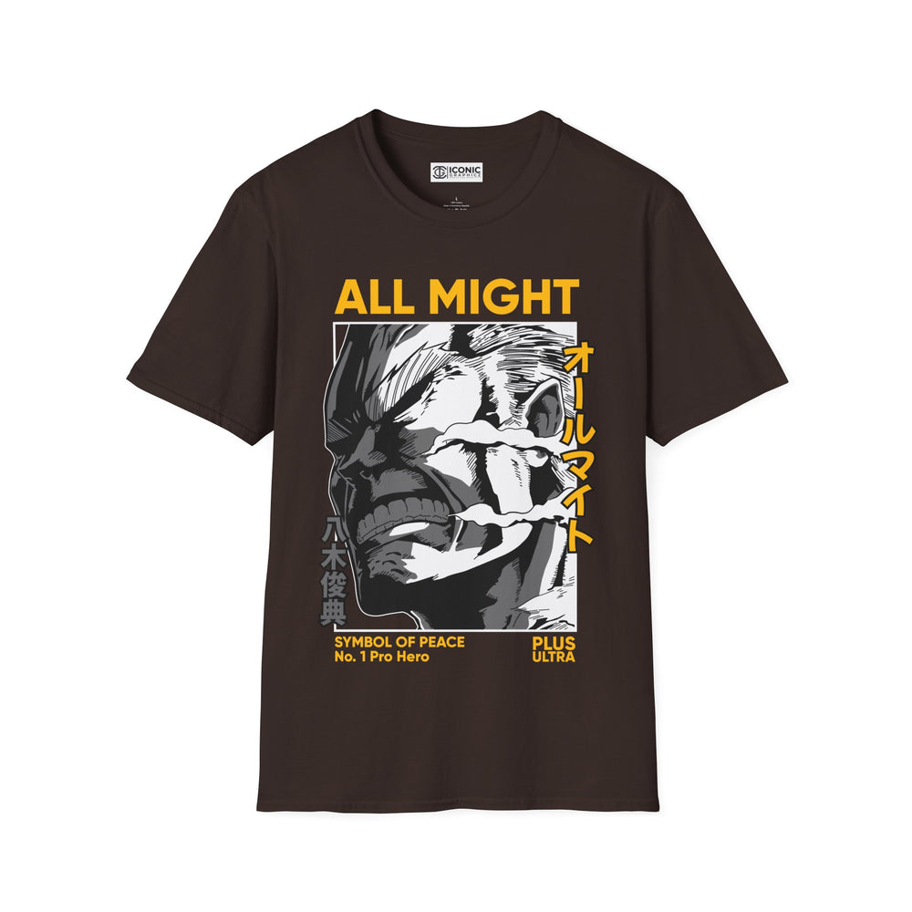 All Might My hero academia T-Shirt - IGZ Clothing  - All Might Unisex Softstyle T-Shirt Best Price 26 at IGZ Clothing 