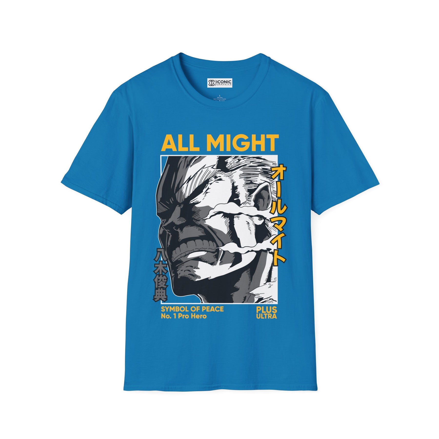 All Might My hero academia T-Shirt - IGZ Clothing  - All Might Unisex Softstyle T-Shirt Best Price 26 at IGZ Clothing 