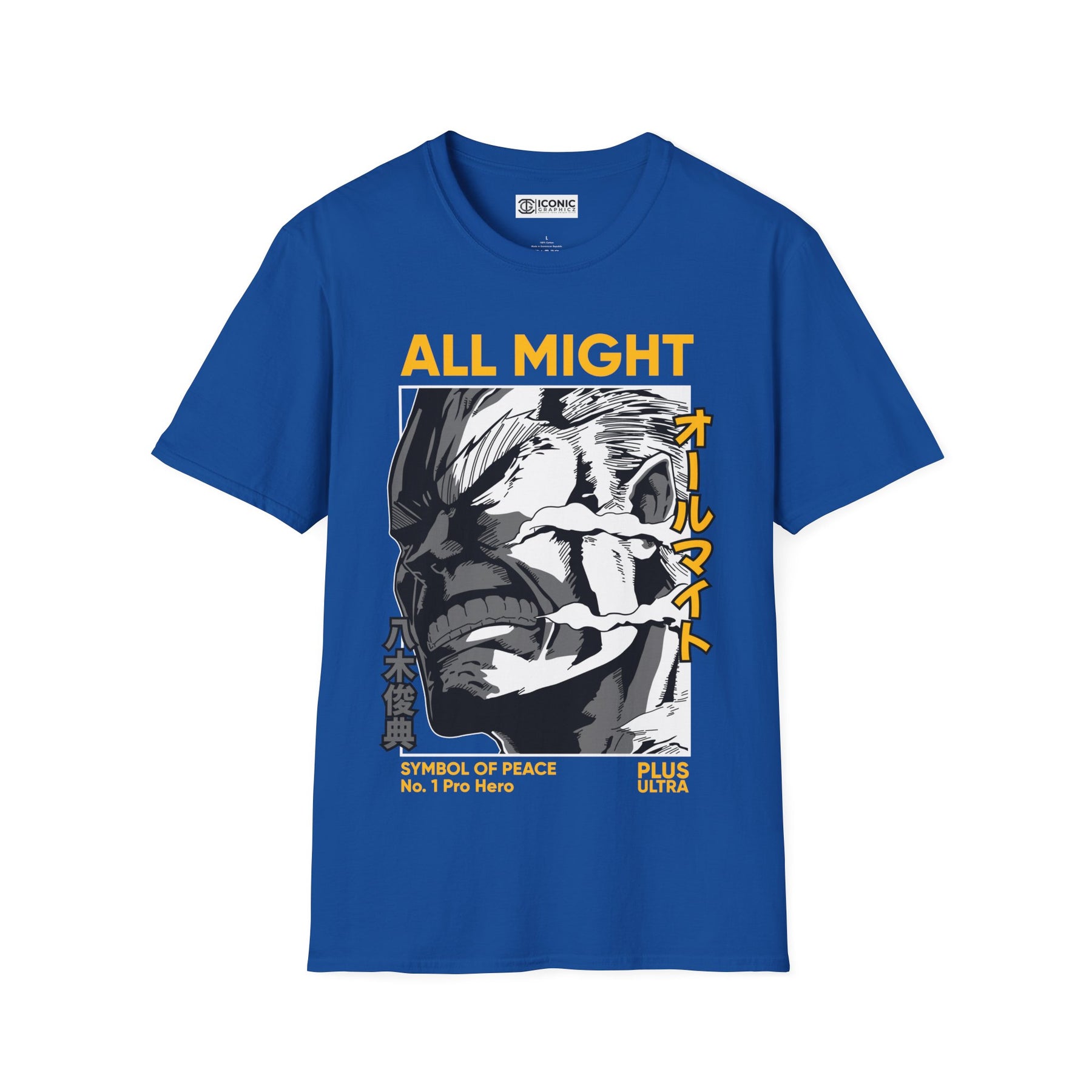 All Might My hero academia T-Shirt - IGZ Clothing  - All Might Unisex Softstyle T-Shirt Best Price 26 at IGZ Clothing 
